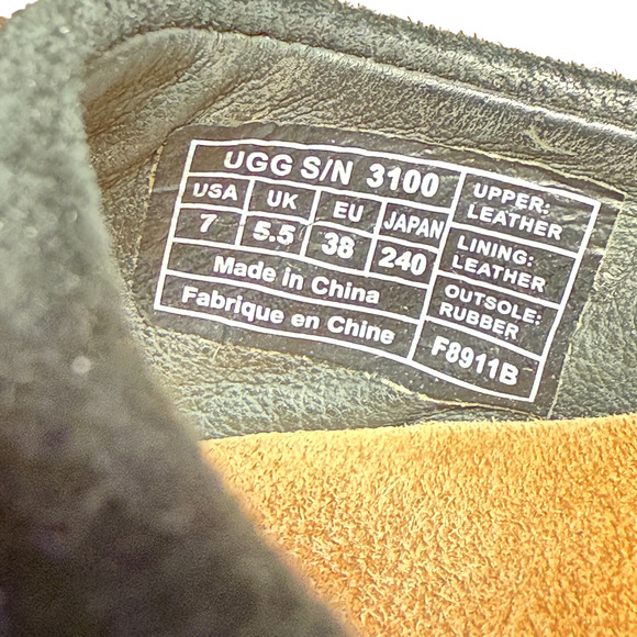 UGG Alvina Women's 7 Black Leather Suede Beige Wedge Heel Slip On Sandal Comfort - Picture 11 of 13